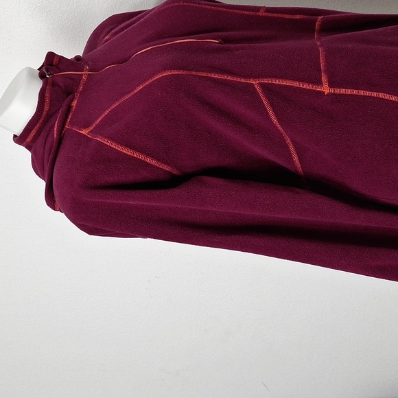 Athleta Burgundy Sporty Sky High Polartec Half Zip Pullover Embroidered Hoodie M - Picture 8 of 13